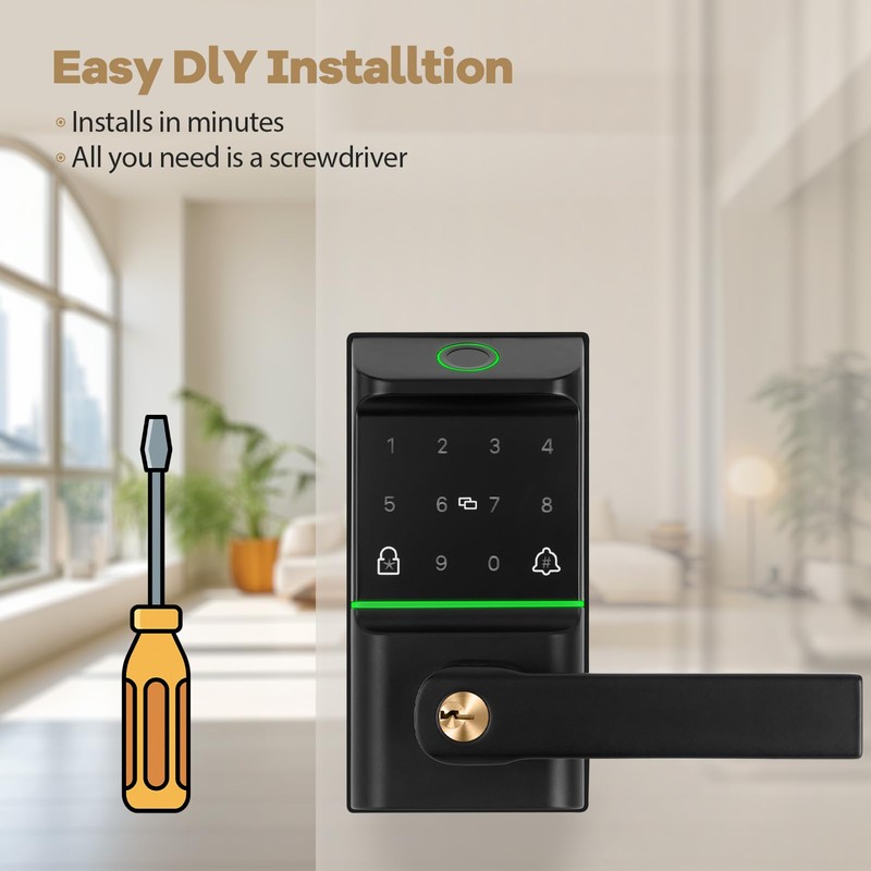 Bamberg Keypad Smart Door Lock with Handle: Keyless Entry Deadbolt