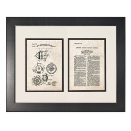 Fishing Reel Patent Art Old Look Print in a Smooth Black Frame with a Double Mat (20" x 24") M12260