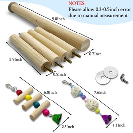 Hamiledyi Bird Perch Stand Toy Natural Wood Bird Perch Stand Bird Toys Parakeet Stand Perch Toy Bird Perch Toy with Rotating Balls Spinning for Parakeets Cockatiels Conures Budgies Finches Love Birds