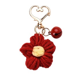 Crochet Flower Keychain Cute Key Chains for Car Keys Bag Wallet Purse Flower Keychains for Women Girls Christmas Birthday Gifts for Best Friend Mom Wife Red Flower Keyring