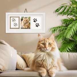 Xylitic Dog Paw Print Kit Keepsake, Pet Paw Print Impression Kit with No Toxic Clay and No Mess Ink Pad, Wood Dog Memorial Picture Frame, Dog Memorial Gifts for Dog Lovers