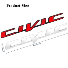 Car 3D Rear Tail Letter Emblem Replacement Accessories Compatible for Civic,Car Badge Decals Logo Trunk Decoration Emblem Modification Accessories(Silver)