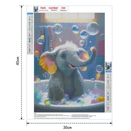 DOMROM Diamond Art Painting Kits for Adults, Animal Diamond Painting Kits Full Round Drill DIY 5D, Cartoon Elephant Diamond Art Kits Gem Arts and Crafts Gift Home Wall Decor 30X40cm