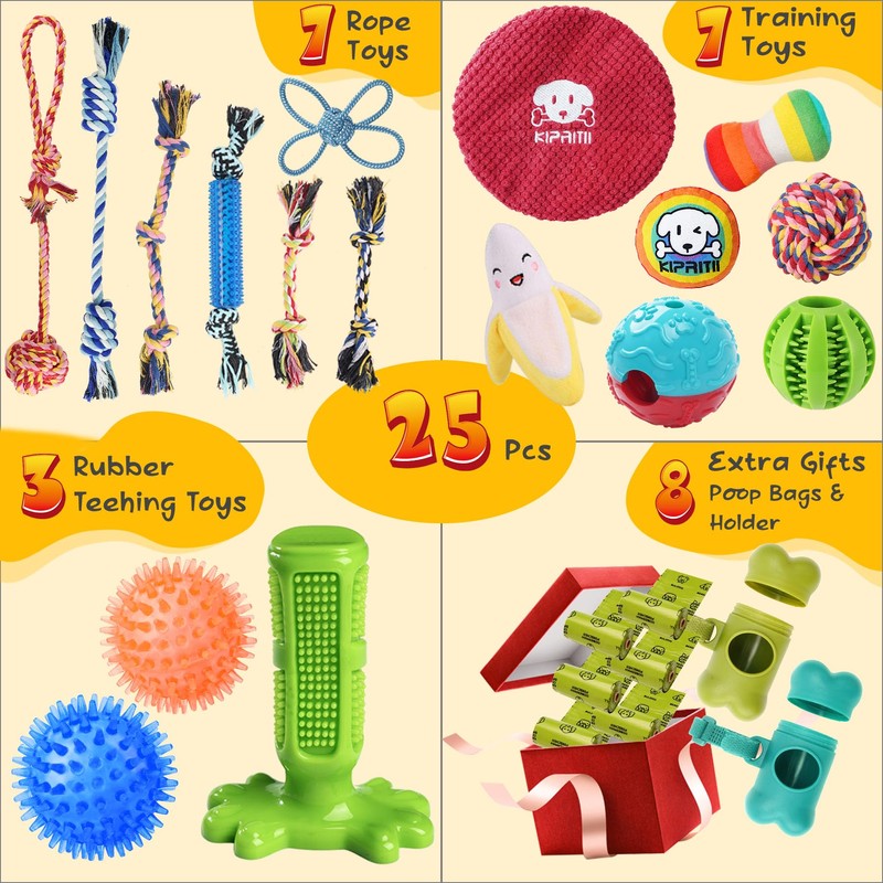 KIPRITII KIPRITII 25 Pack Various Puppy Dog Toys for Teething,