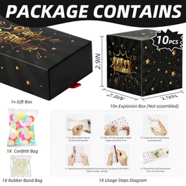 WenmthG Black Gold Happy Birthday Surprise Gift Box Explosion for Money - Pop Out Money Gift Box Explosion - Cash Gift Idea for Women Men Kids