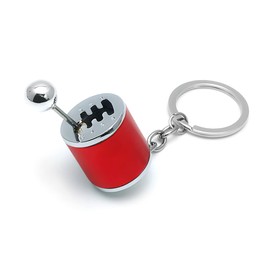 JNNJ Zinc Alloy Car Shifter Gear Model Key Ring, 6 Speed Gear Lever Key Chain Gadgets, Creative Accessories for Car Keys (Red)