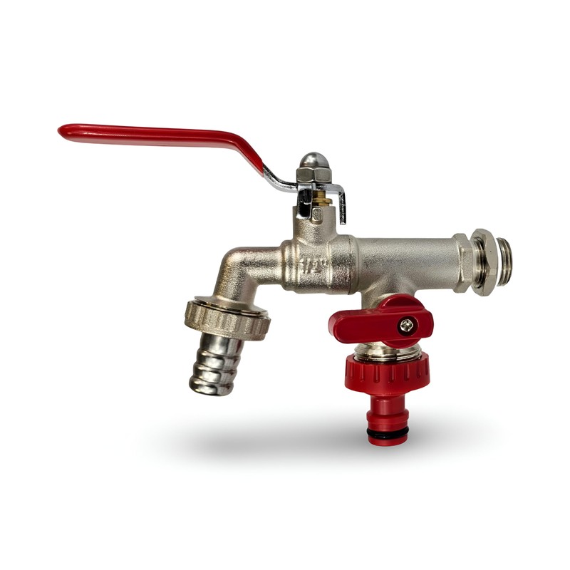 Wärmer System Outside Brass Double Garden Tap with Lever Handle