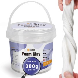 SELEAD Foam Clay White 300g - Moldable Air Dry Ultra-Light Modeling Clays for Adult Cosplay, Sculpting, Arts & Crafts - with 30g Colored Clay