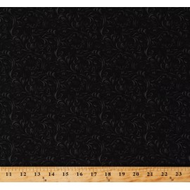 Moda Fabrics Cotton Black Floral Flowers Tooled Leather-Look Western Fabric Print BTY D303.27
