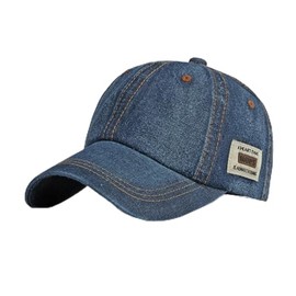 S.T.S.G Cap, Hat, Denim, Logo, Denim Cap, One Size Fits Most, Outdoor, Casual, UV Rays, Simple, indigo blue