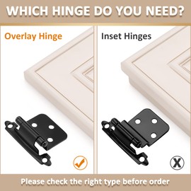 knobelite 20 Pack (10 Pair) 1/2" Overlay (Variable) Cabinet Hinges, Self-Closing Semi-Concealed Face Mount,Black Decorative Hardware Bath & Kitche Hinges