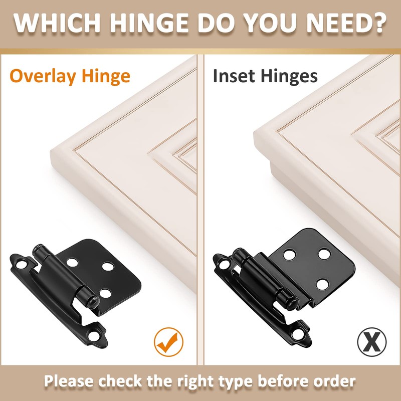 knobelite 20 Pack (10 Pair) 1/2" Overlay (Variable) Cabinet Hinges,