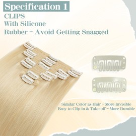 S-noilite Clip-In Real Hair Extensions, Bleach Blonde, Remy Human Hair, 75 g, 55 cm, Thin Wefts, 8 Wefts, #613