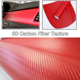 ZYNQACC - Rollo de lámina adhesiva de vinilo de fibra de carbono 3D para automóviles y motocicletas, manualidades de decoración, color plateado, 152 x 30 cm (rojo)