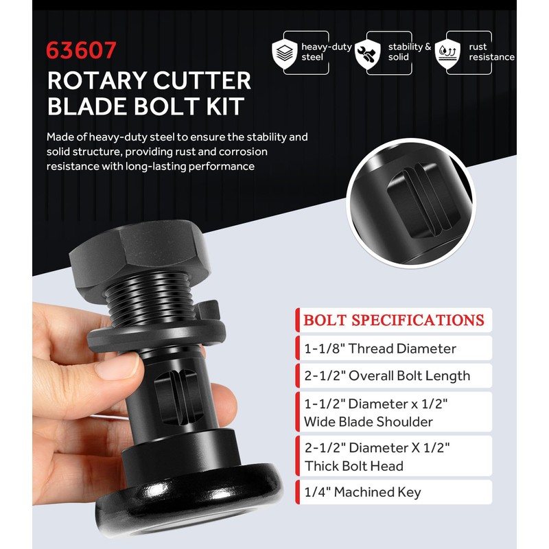 63607 Rotary Cutter Blade Bolt Kit Replacement for Bush Hog