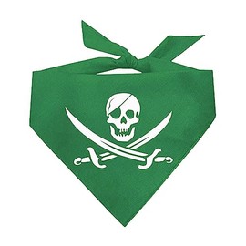 Pirate Skull Flag Dog Bandana (Green, OS 872)