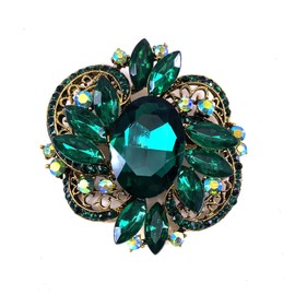 LAXPICOL Women's Large Sparkly Crystal Flower Brooch Pin Fashion Statement Broach Pin, Crystal, cristal