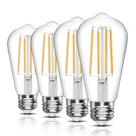 New Lights Vintage LED Edison Bulb, ST19 6W Dimmable LED Filament Bulb, 600 Lumens, Warm White 2700K, LED Light Bulb, Clear, E26 Base, 4 Pack