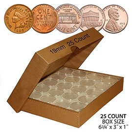 Merrick Mint Penny Direct-Fit Airtight 19mm Coin Capsule Holders for Pennies (Qty: 25)
