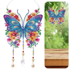 UICCVOKK Hanging Diamond Art Butterfly Kit,Animal Diamonds Painting Ornament,DIY Acrylic Board Game Painting Kit,DIY Diamond Art Kits with Crystal Pendant,Arts and Crafts Kits for Adults Kids