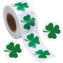 St. Patrick's Day Shamrock Sticker 500 Pcs , Green Day Roll Stickers Clover Seal Decals for St. Patrick's Day Party Decorations and Crafts Supplies.