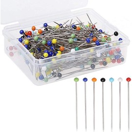 Sewing Pins Pearl head Sewing Pins Straight Pins Dressmaking Pins Dressmaking Sewing Pins Colored Heads Quilting Pins Fabric Pins Dress Making Pins Multicolor Glass head Pins 200pcs 38mm Long