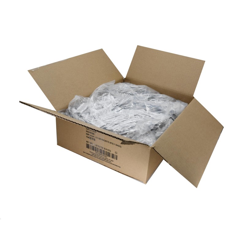 Single Serv Flat Ground Black Pepper Packets - Easy Open