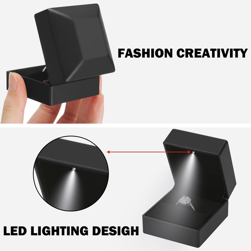 LED Ring Earring Box for Proposal, Wedding, Engagement， Luxury Jewelry