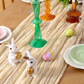 DeZerlor Beige Cheesecloth Table Runner 1 Pack Summer Boho Runner