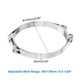 sourcing map T-Bolt Hose Clamp, 304 Stainless Steel Intake Soft Hose, Clamp Range 160-170mm for 6.69" Hose ID, T-Clamps for Automotive, Intercooler, Radiator, Silver