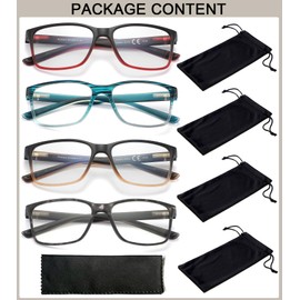 READERSOUL 4-Pack Reading Glasses Blue Light Blocking for Men,Comfort Lightweight Eyeglasses Flexible Spring Hinge,Anti Eyestrain/Glare Filter UV Ray Computer Readers(2.25x)