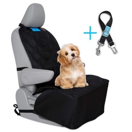 Dog Car Front Seat Cover Pet Bucket Seat Covers Luxury Washable Material Waterproof Nonslip Pet Single Seat Cover for Cars Truck SUV Seatbelt Leash Included