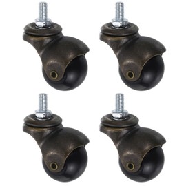 sourcing map 1.5 Inch Ball Caster Wheels, 4pcs Threaded Stem Caster 360 Degree Rotatable Caster Wheels for Furniture, Bronze Tone