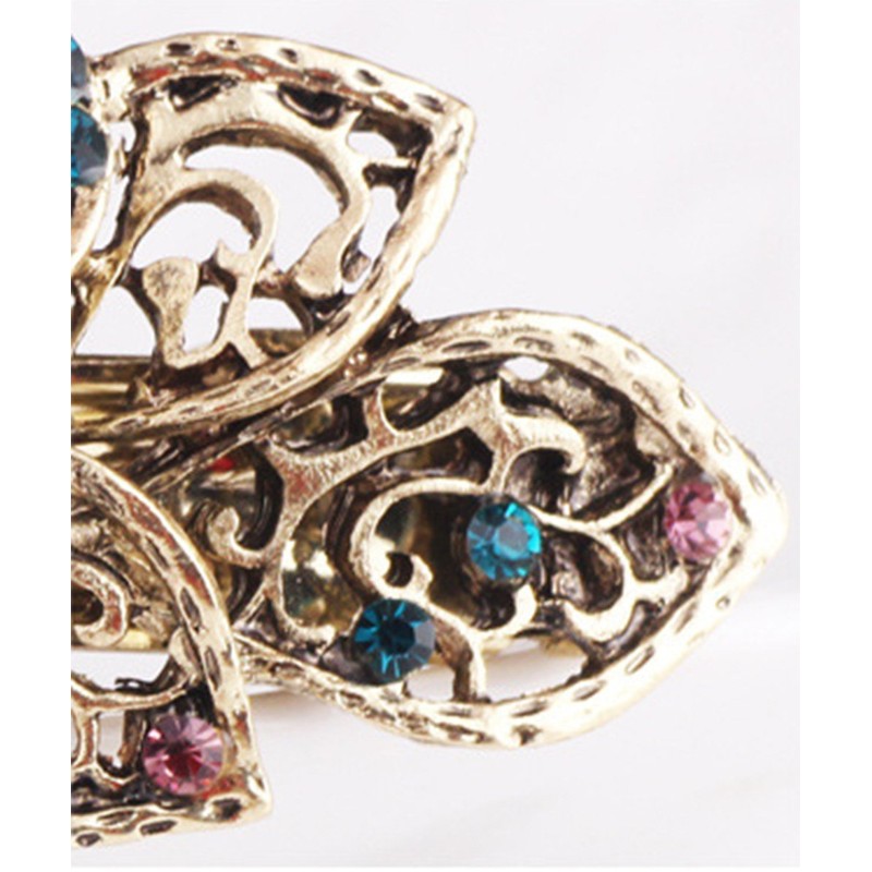 ZOONAI Vintage Beautiful Crystal Butterfly Hair Clip Barrette Headdress Accessories