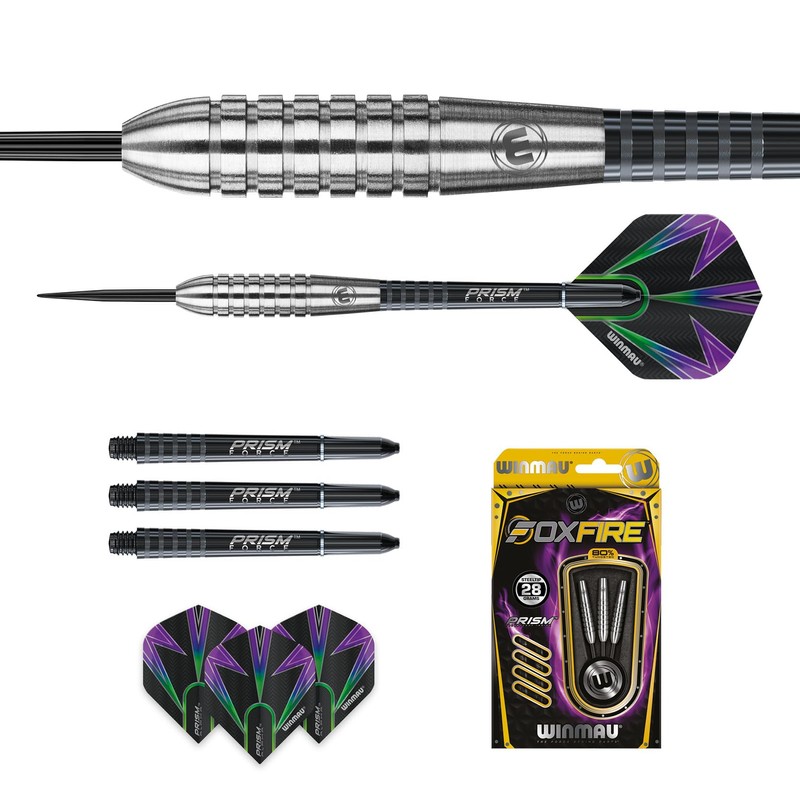 WINMAU Foxfire 28g Tungsten Darts with Prism Flights and Shafts