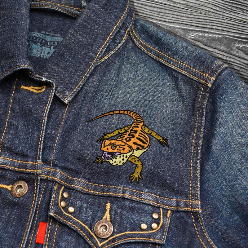 Bearded Dragon Embroidered Iron-on Patch
