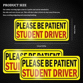 QZTYTY 3PCS Student Drive Magnet for Car, Magnet Car Sticker, Please Be Patient Student Driver Magnet, Reusable Movable Rookie Driver Reflective Magnets Stickers Universal Fit Car Bumper (Style 4)