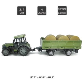 Remote Control Tractor RC Farm Tractor Toy with Trailer Hay Bale Transport Truck Detachable Tipping Trailer Farm Toys Vehicle Playset Toy Trucks for Boys Birthday Gifts for 3 4 5 6 7 8 Years Old Kids