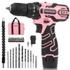 COMOWARE Pink Cordless Drill Set for Women, 12V Lightweight Electric