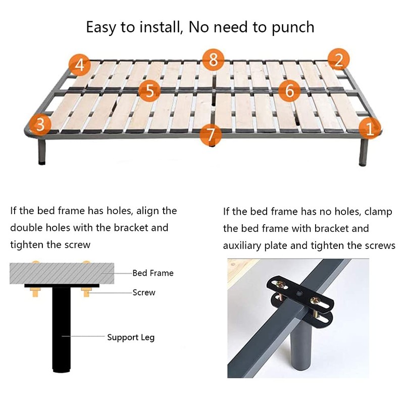 4 PCS Adjustable Height Center Support Leg for Bed Frame,