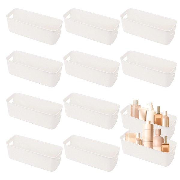 Keboyoe 10 Pcs White Plastic Storage Baskets Small Storage Baskets