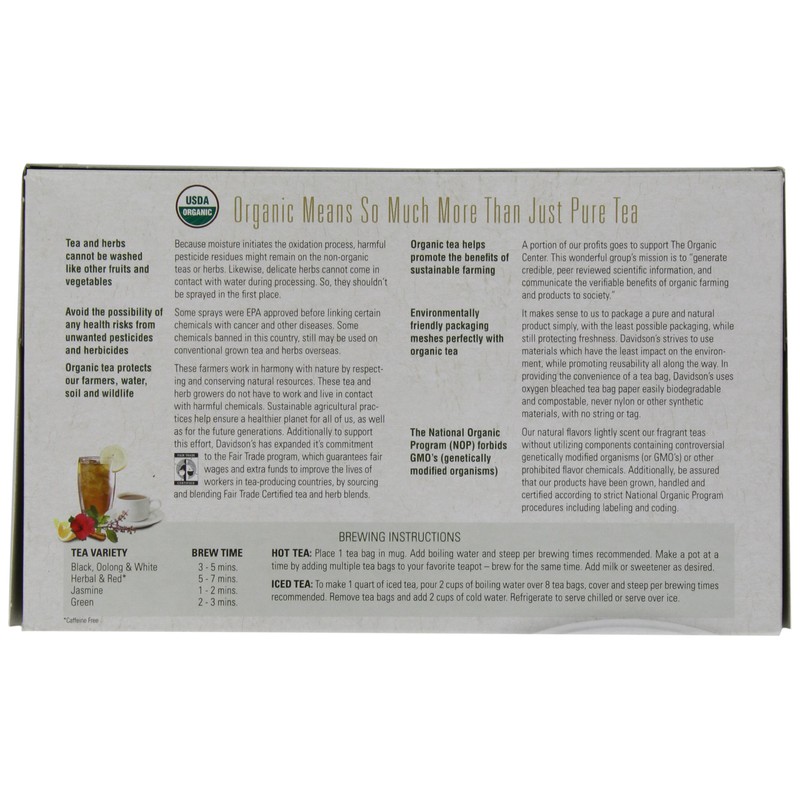 Davidson's Organics, Decaffeinated Green, 100-count Unwrapped Tea Bags