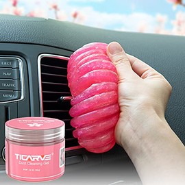 TICARVE - Masilla de gel de limpieza para coche, herramientas de detalle para autos, limpieza de interiores, accesorios de coche, limpiador de teclado, rosa, NT WT: 5.6 oz (160 gr)