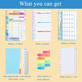 A6 Goal Planner Pu Leather Organizer Notebook Undated Weekly And Monthly Daily Planner 6-Ring Flipchart Planner Goal Planner Cute Planner Adhd Planner School Planner Habit Trackers (blue)