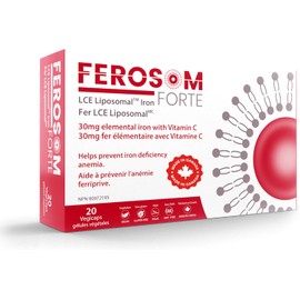 Ferosom Forte LCE Liposomal Iron – Iron Supplement Capsule Gentle on the Stomachs – 30g Elemental Iron with Vitamin C – One-A-Day Easy to Swallow Iron Pills for Women and Men, 20 Vegan Iron Capsules