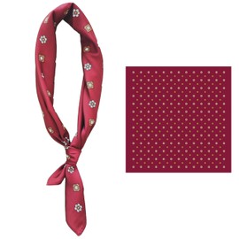 GIMIRO Men's Simulated Silk Scarf 53 x 53 cm Vintage Scarf Small Square British Style Cashew Flower Scarf, Claret Retro Small Flower Squares