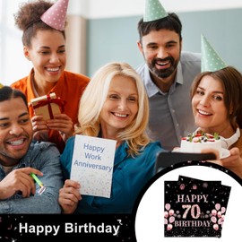 GROVBLE Pack of 40 Napkins 70th Birthday, 70th Birthday Decoration Napkins, 70th Birthday Woman, Happy Birthday Napkins, Rose Gold Napkins, Birthday, 70th Birthday Napkins, 33 x 33 cm