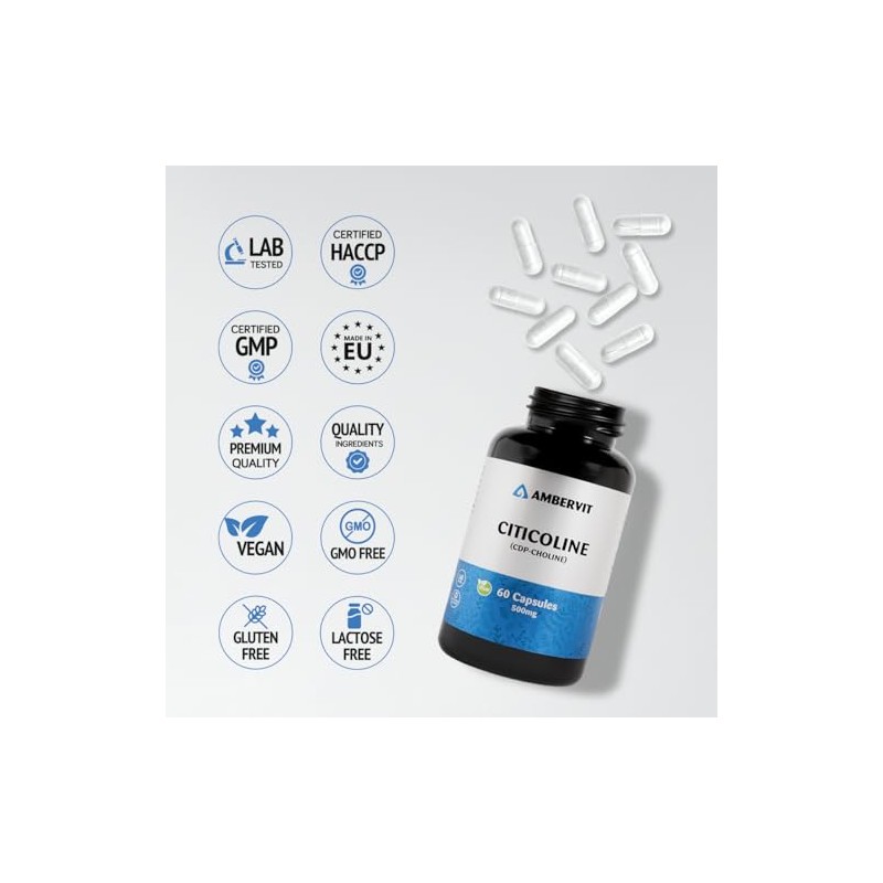 Citicoline (CDP Choline) 500 mg – 60 Capsules – High