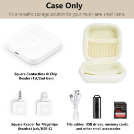 Linpr Card Reader Case for Square Contactless & Chip Reader (1st/2nd Gen), Mini Hard Shell Carrying Bag, Fits Credit Card Scanner, USB Cables & Small Accessories (White)