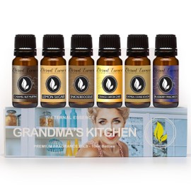 Eternal Essence Oils Grandma's Kitchen Set of 6 Premium Fragrance Oils - Caramel Nut Muffin, Oatmeal Cookie Dough, Snickerdoodle, Orange Chiffon Cake, Lemon Sugar, and Blueberry Pancakes - 10ML